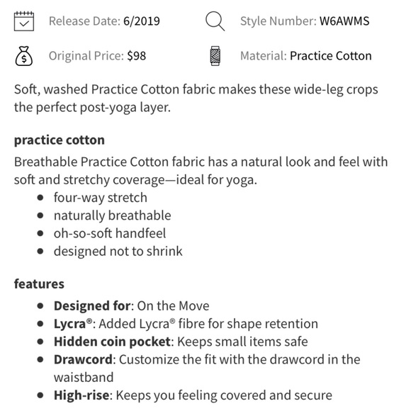 Lululemon Inner Glow Culotte 4 - Picture 11 of 11